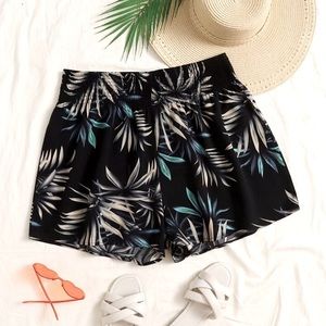 SHEIN Curve Tropical Print Shirred Waist Shorts 2X